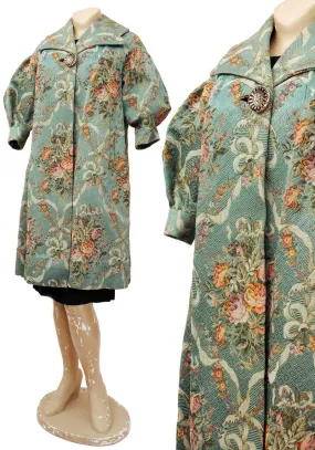 1960s Vintage Tapestry Swing Cocktail Coat • Roses and Swags