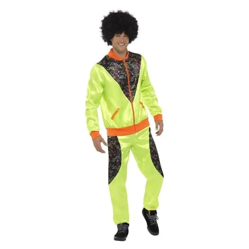 80s Retro Shell Suit Costume Adult Neon Green Trousers Jacket