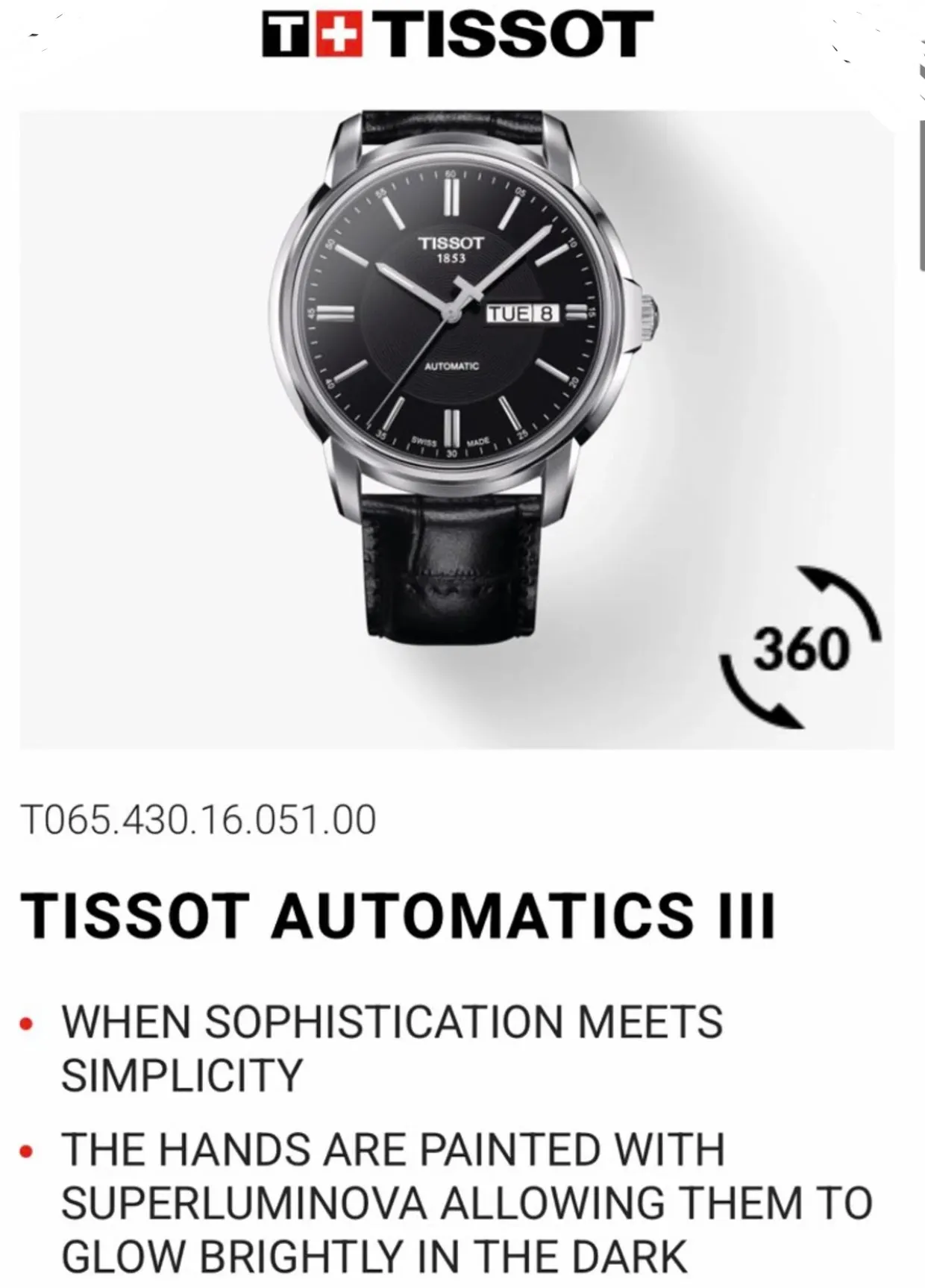 #939 Tissot Men's T065.430.16.051.00 T-Classic 40mm Automatic Unisex Watch