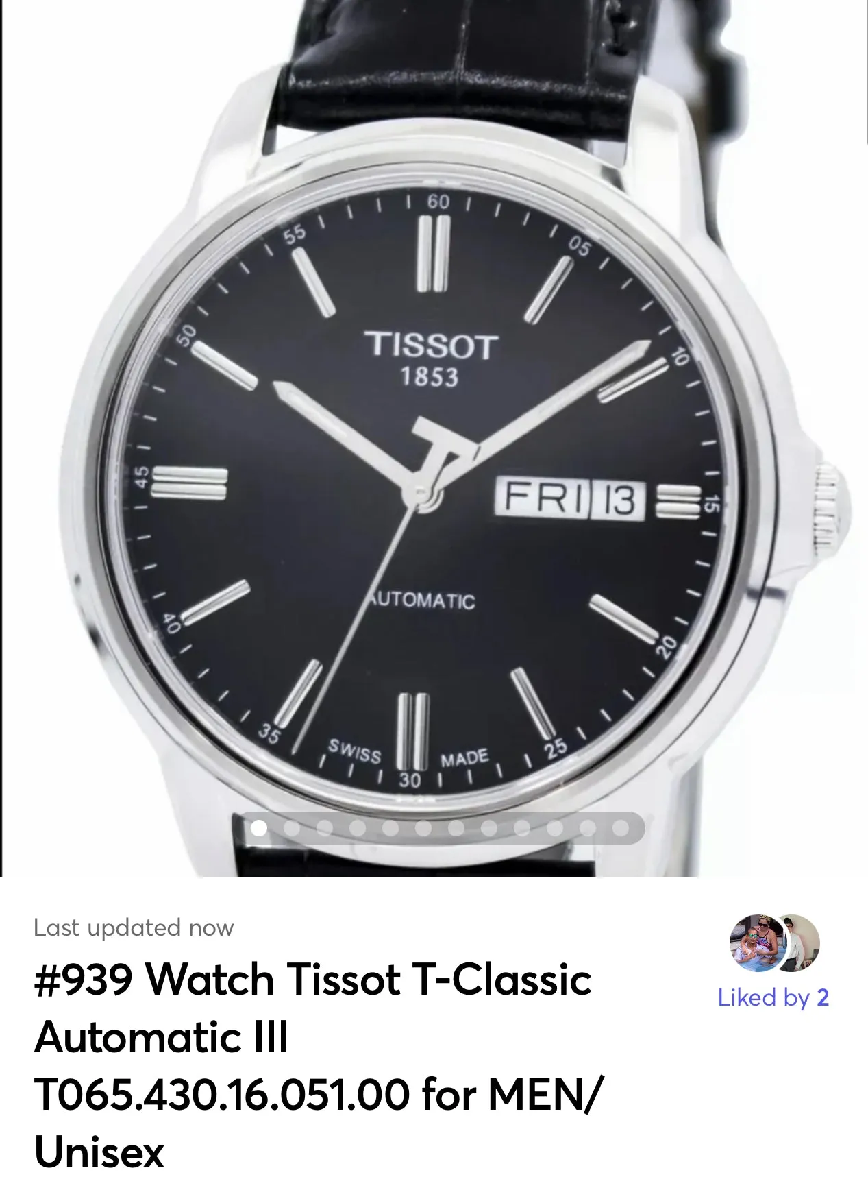 #939 Tissot Men's T065.430.16.051.00 T-Classic 40mm Automatic Unisex Watch