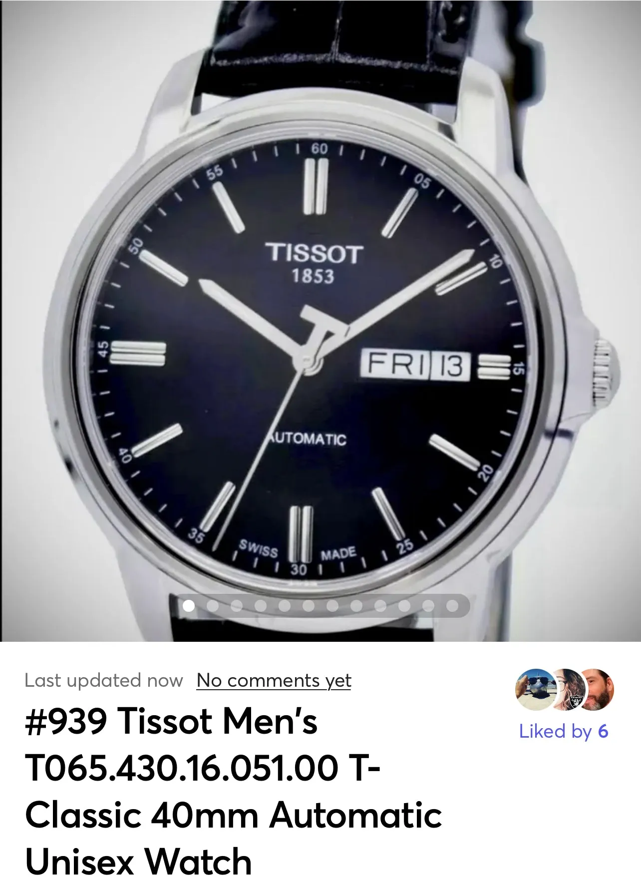 #939 Tissot Men's T065.430.16.051.00 T-Classic 40mm Automatic Unisex Watch