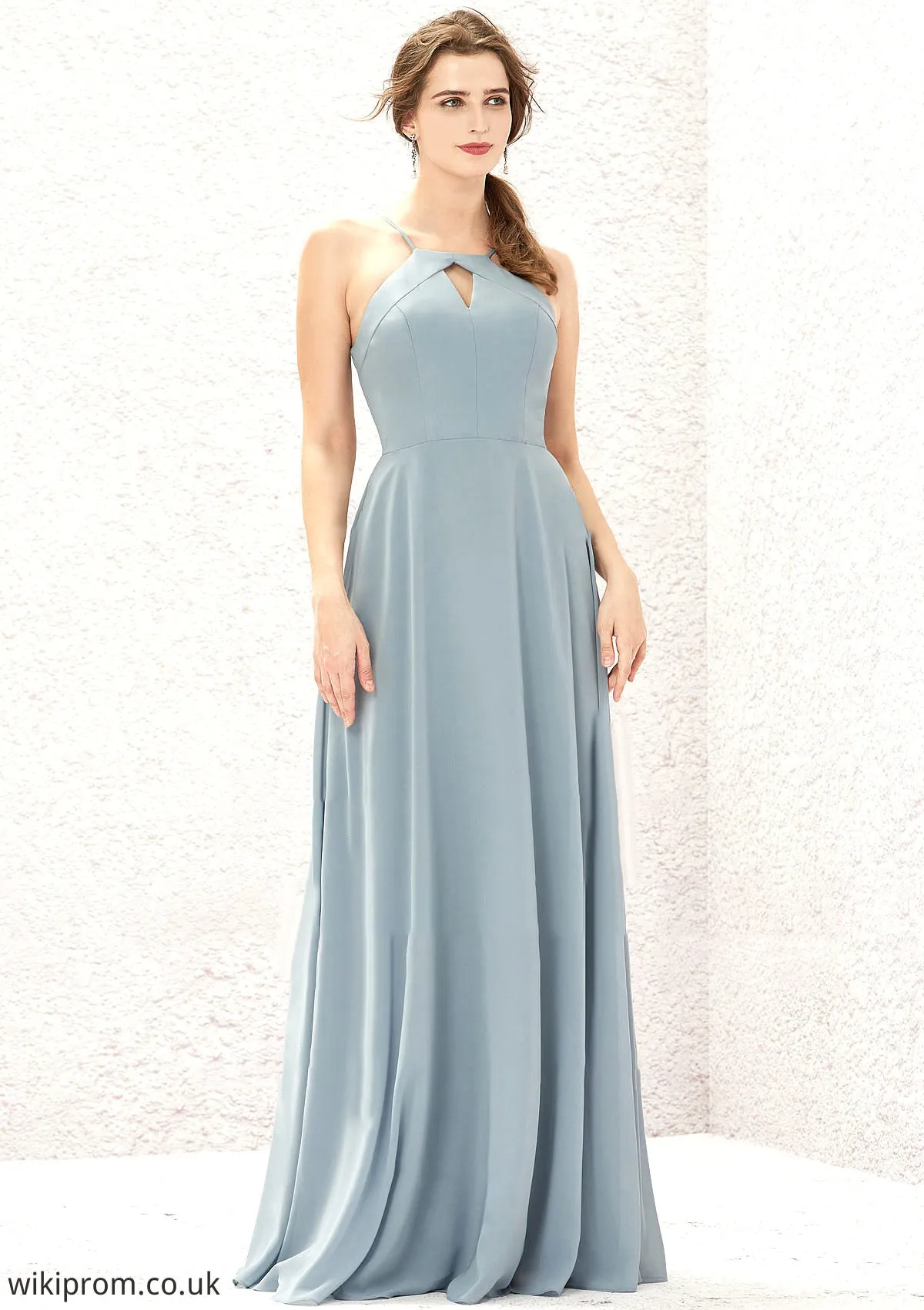 A-line Bateau Sleeveless Long/Floor-Length Chiffon Bridesmaid Dresses Lilah SWKP0025638