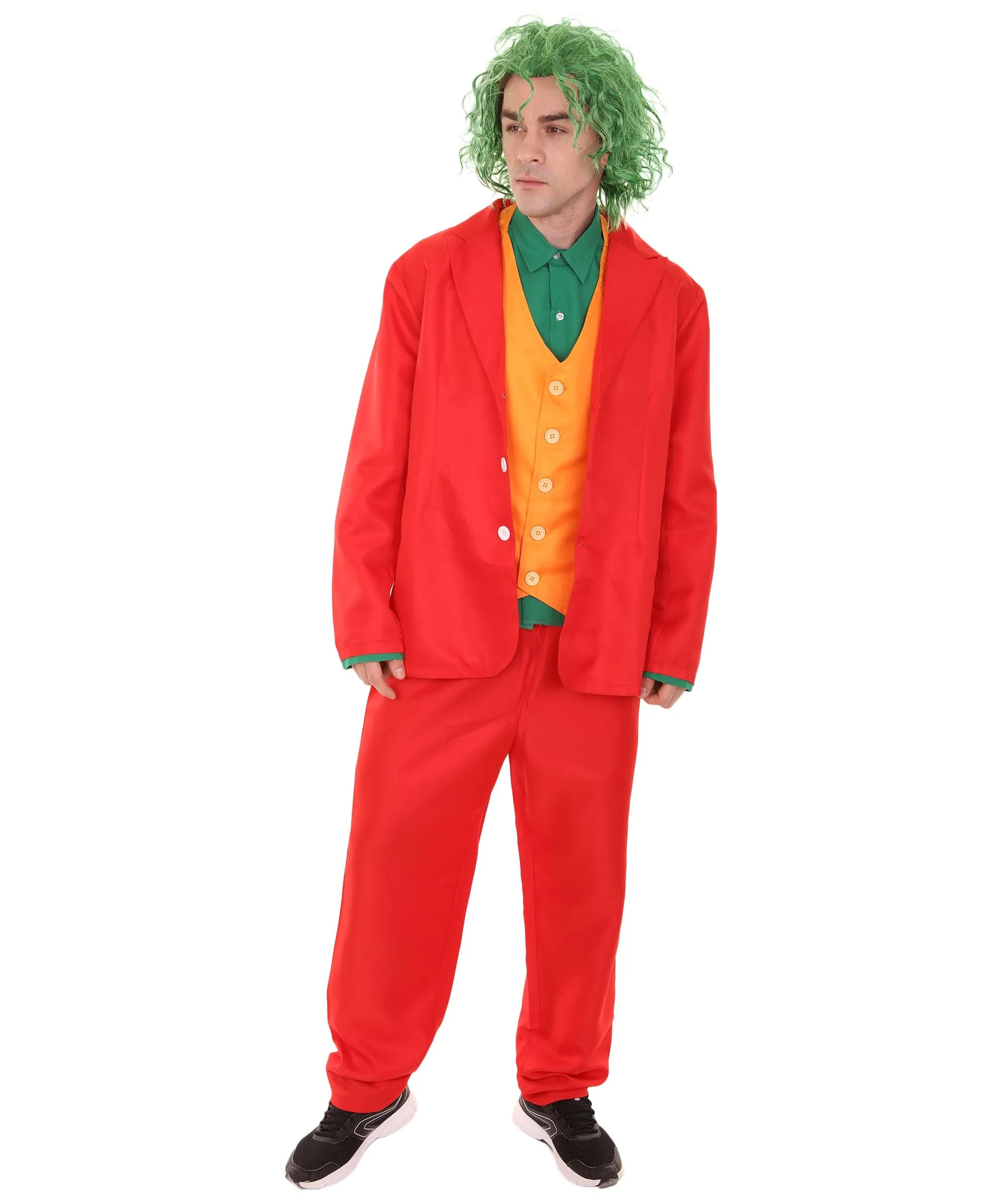 Adult Men's Clown Costume/ Costume and Wig Set | Multicolor Cosplay Costume | Flame-retardant Material