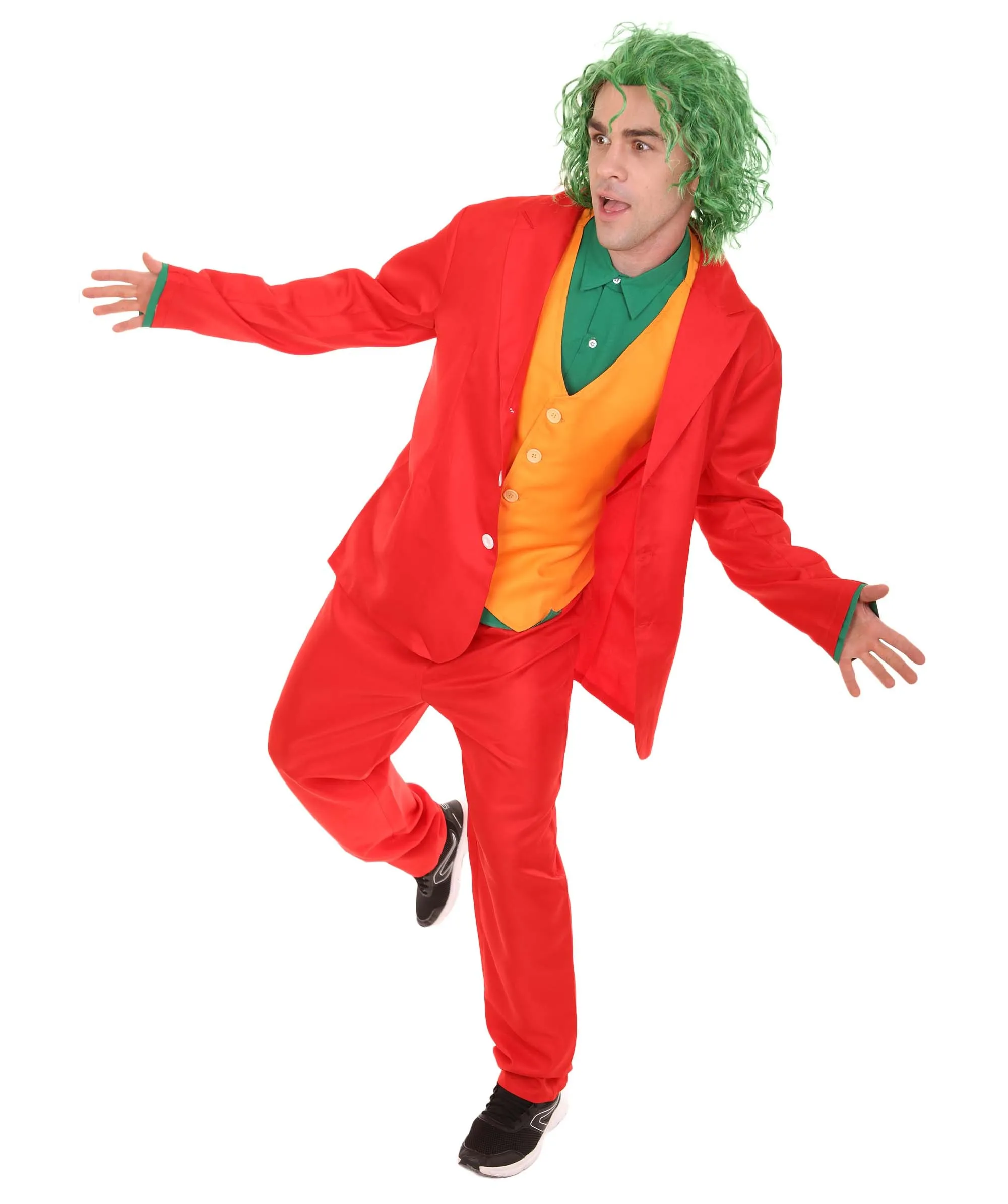 Adult Men's Clown Costume/ Costume and Wig Set | Multicolor Cosplay Costume | Flame-retardant Material