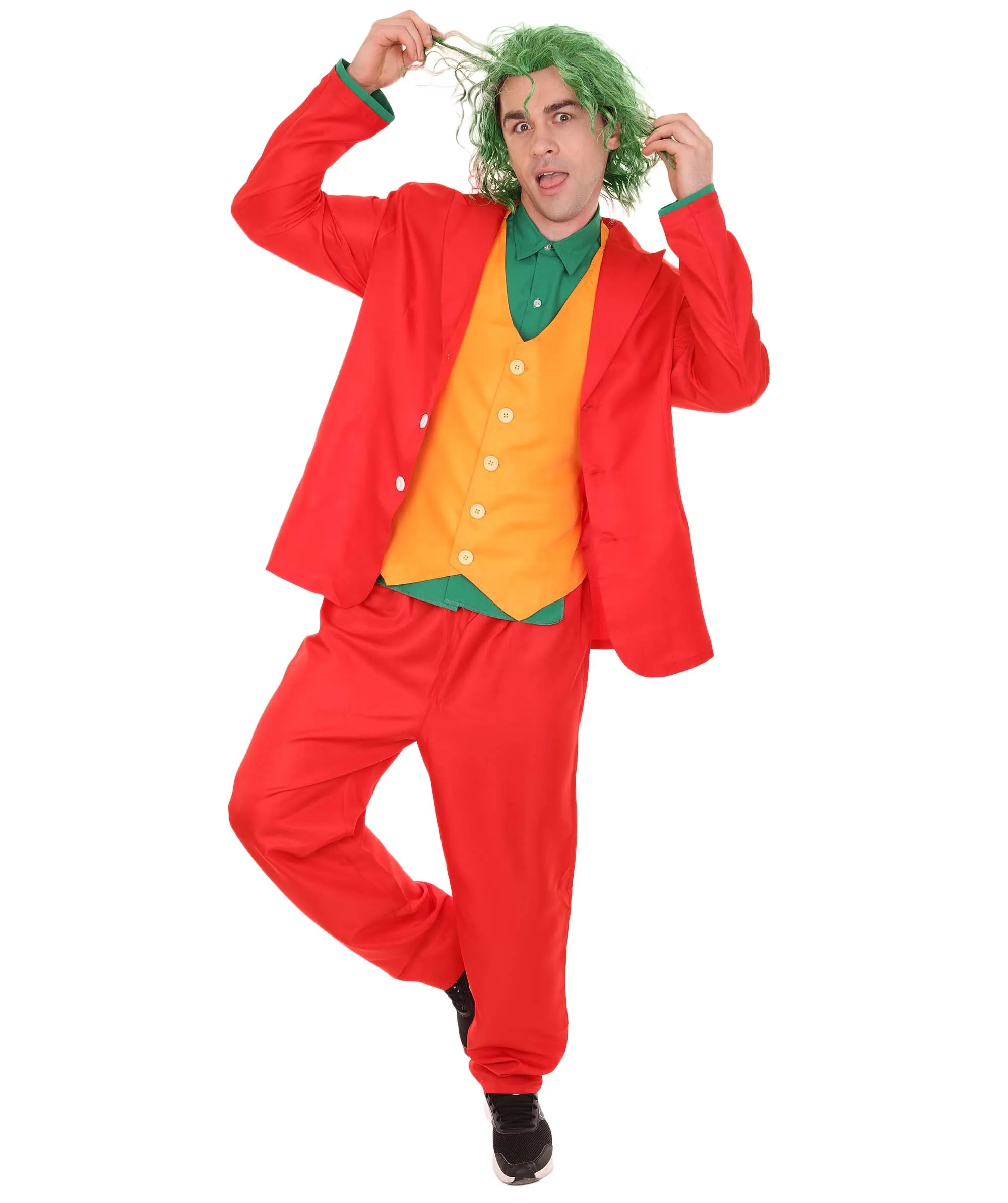 Adult Men's Clown Costume/ Costume and Wig Set | Multicolor Cosplay Costume | Flame-retardant Material