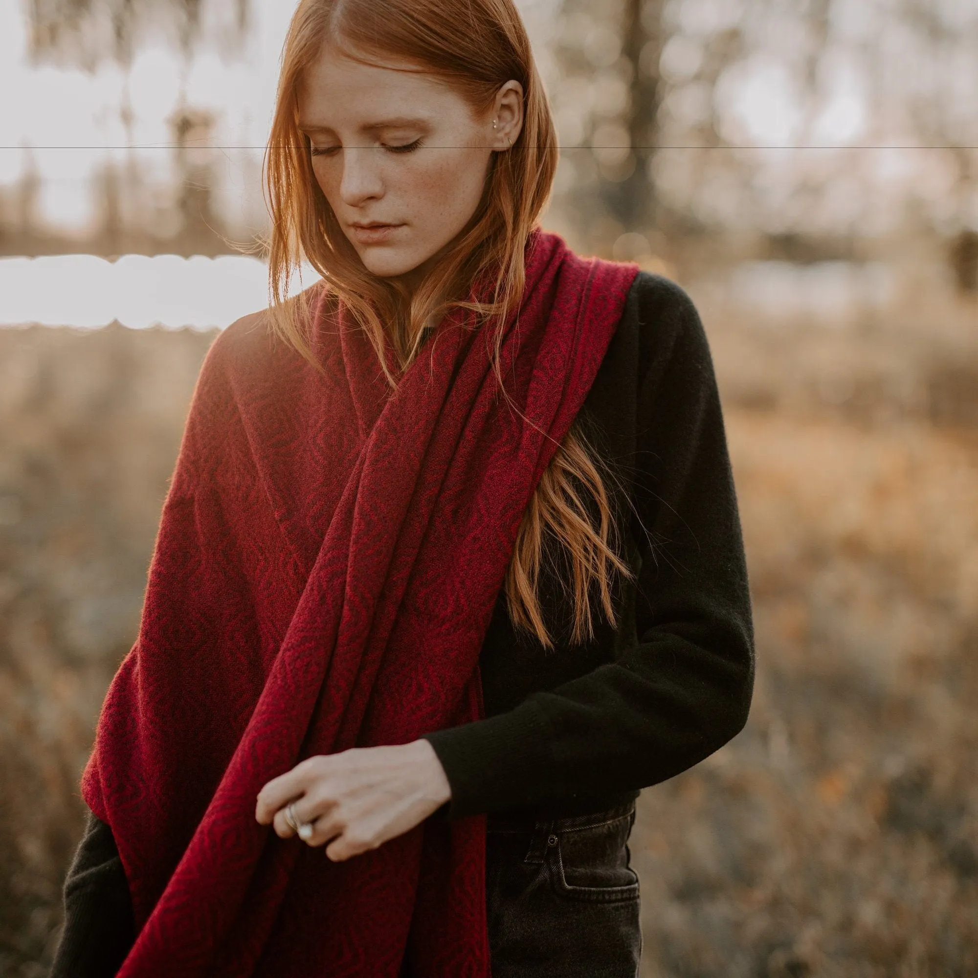 Alpaca wool boho scarf