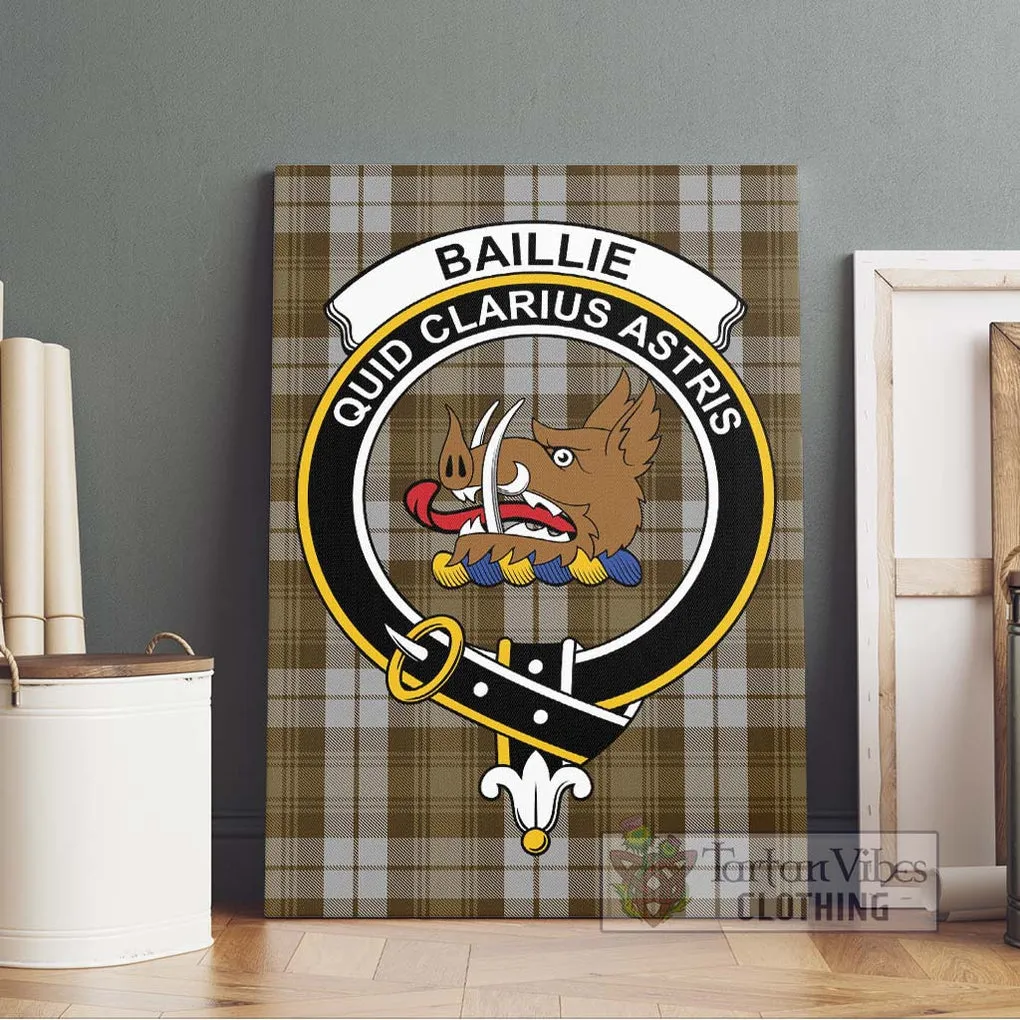 Baillie Dress Tartan Canvas Print Wall Art with Family Crest