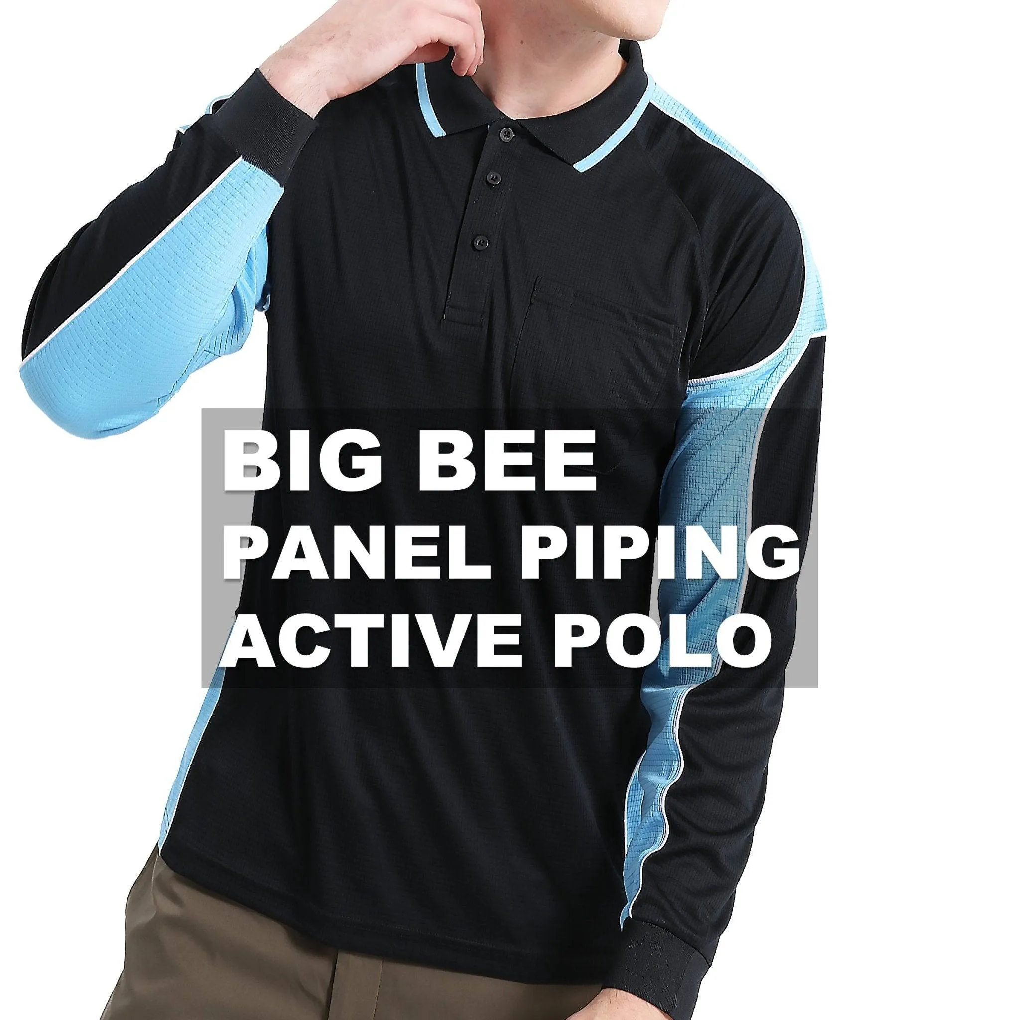 Big Bee PANEL Hi Vis Polo Shirts, Long Sleeve