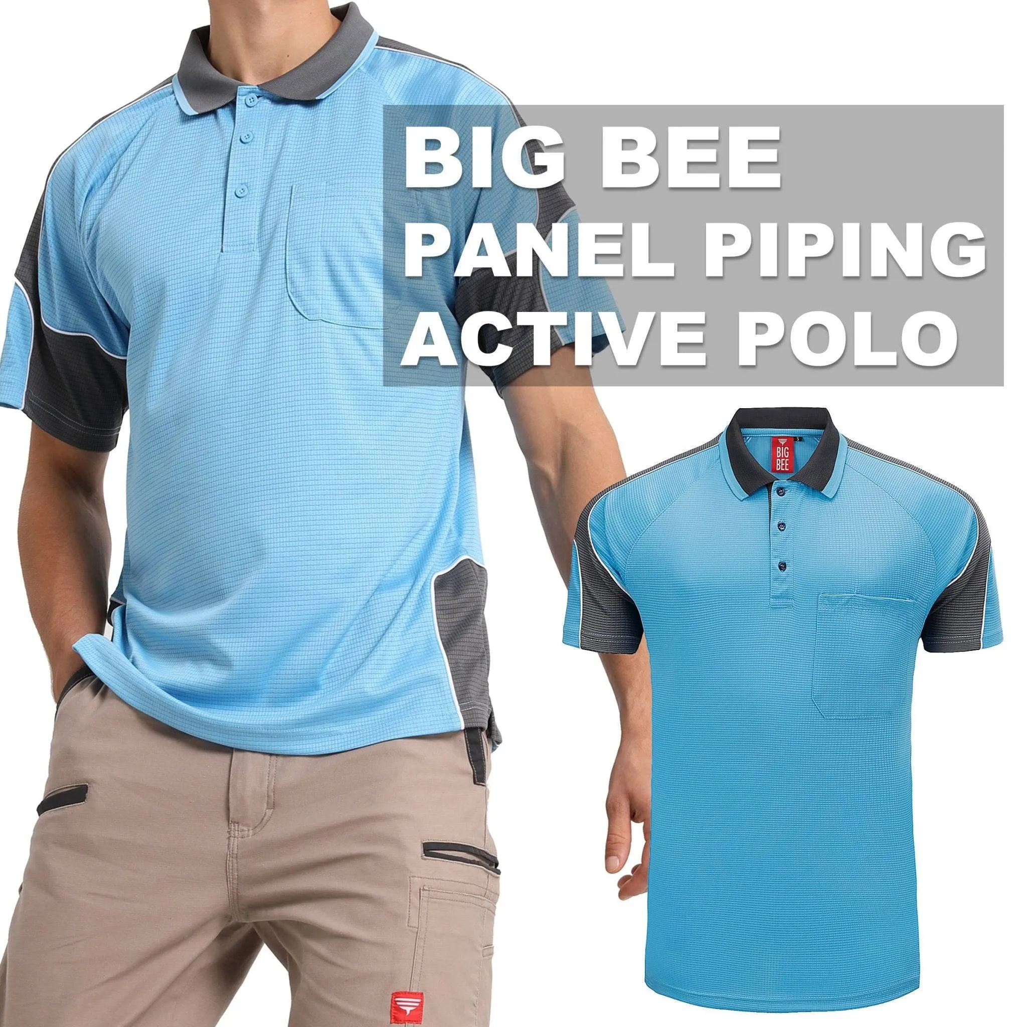 Big Bee PANEL Hi Vis Polo Shirts, Short Sleeve