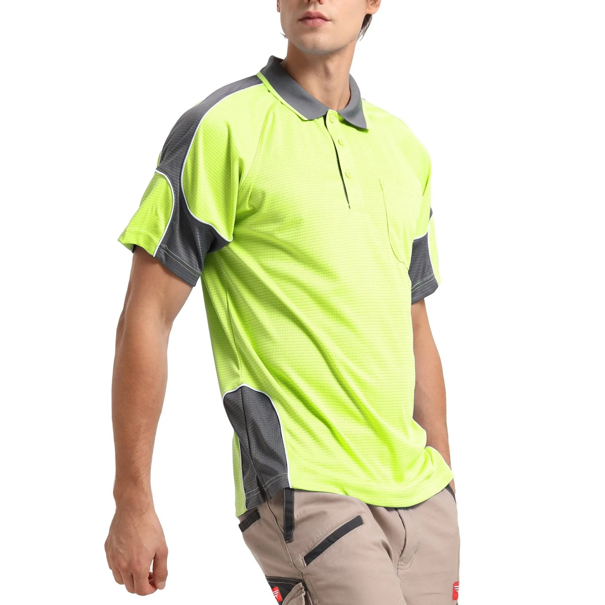 Big Bee PANEL Hi Vis Polo Shirts, Short Sleeve