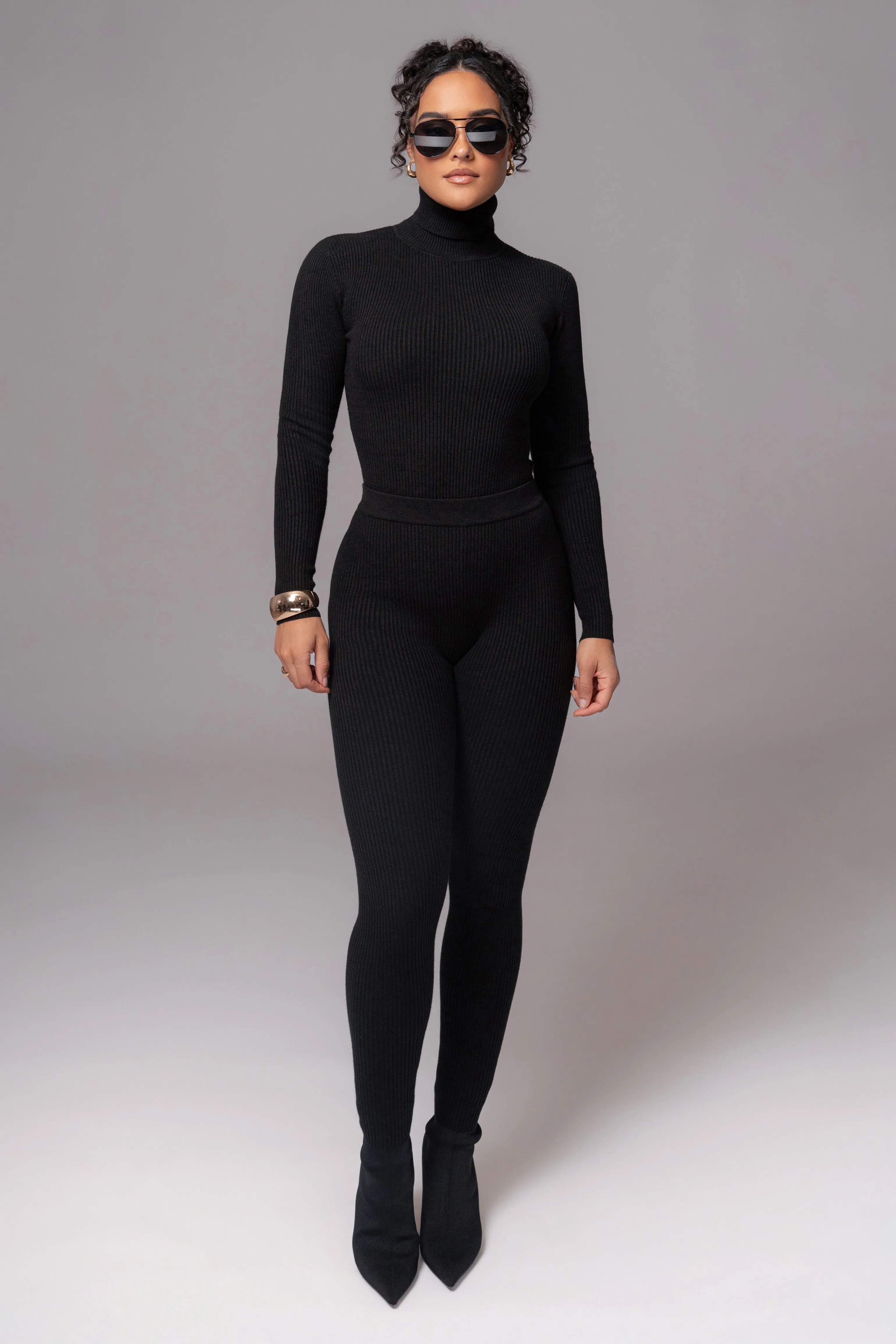 Black Arlett Turtleneck Bodysuit