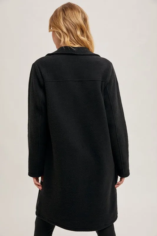 Black Open Front Knit Coat Jacket