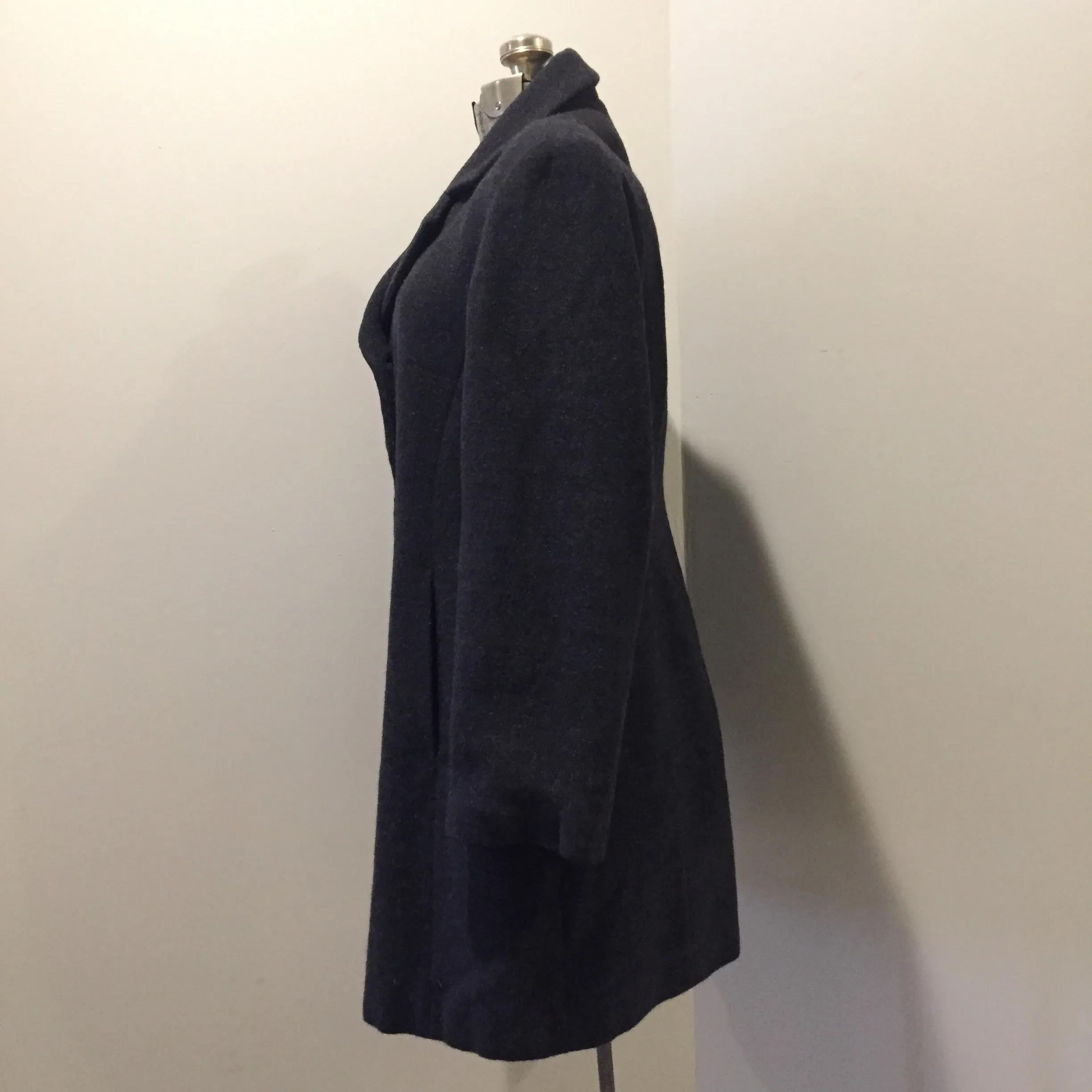 Bloomingdales Grey 100% Lambswool Coat, Made in Italy