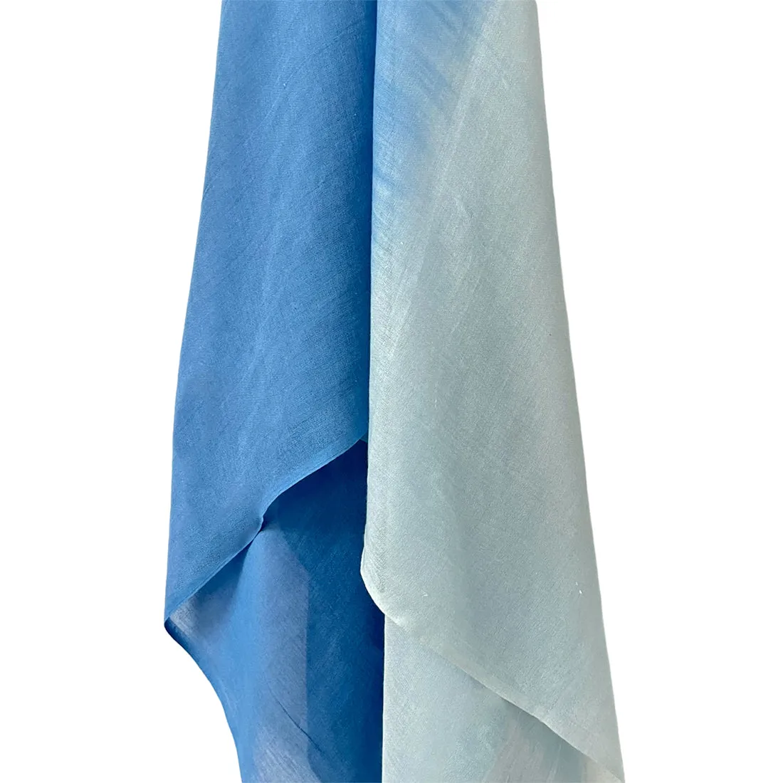 Blue Ombre Double Shaded Viscose Scarf with Corner Tassels