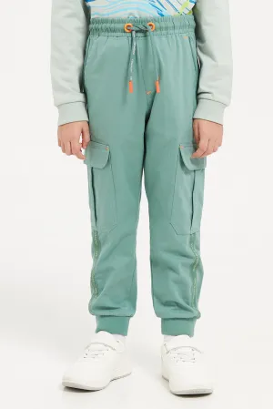 Boys Mint Cargo Pocket Neon Trims Jogger