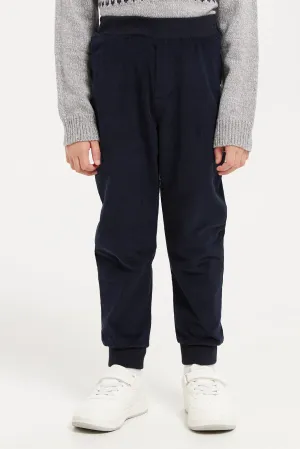 Boys Navy Corduroy Lined Pullon Trouser