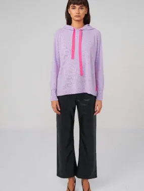 Brodie Cashmere S Contrast Hoodie Jumper Lavendula and Neon Pink