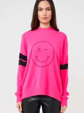 Brodie Cashmere T Neon Pink Smile Stripe Jumper