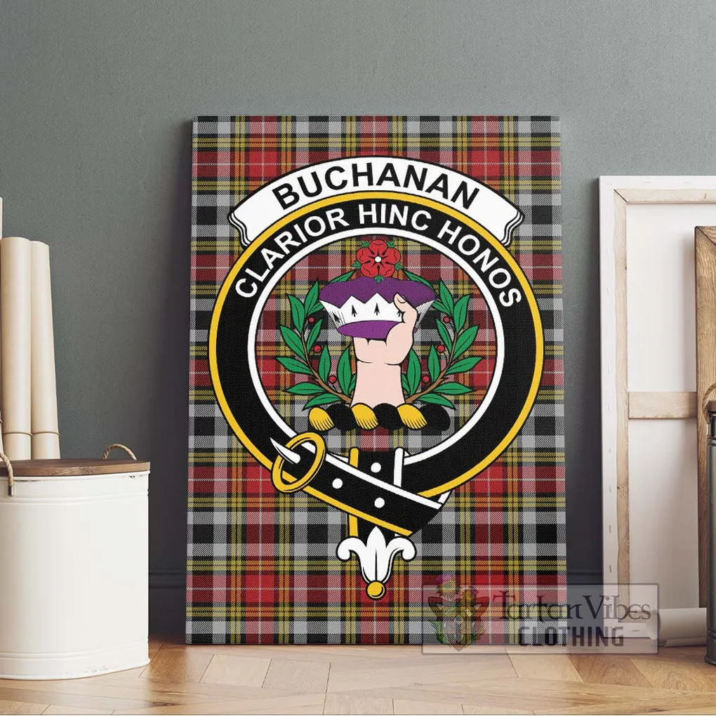 Buchanan Old Dress Tartan Canvas Print Wall Art with Family Crest