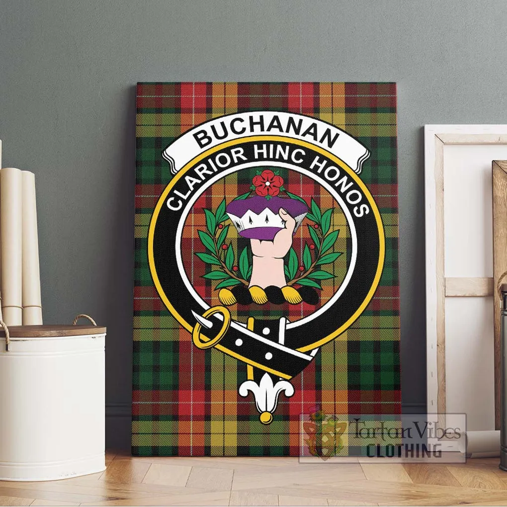 Buchanan Tartan Canvas Print Wall Art with Family Crest