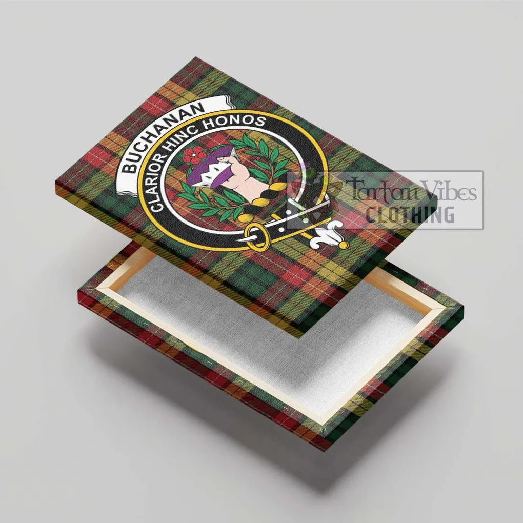 Buchanan Tartan Canvas Print Wall Art with Family Crest