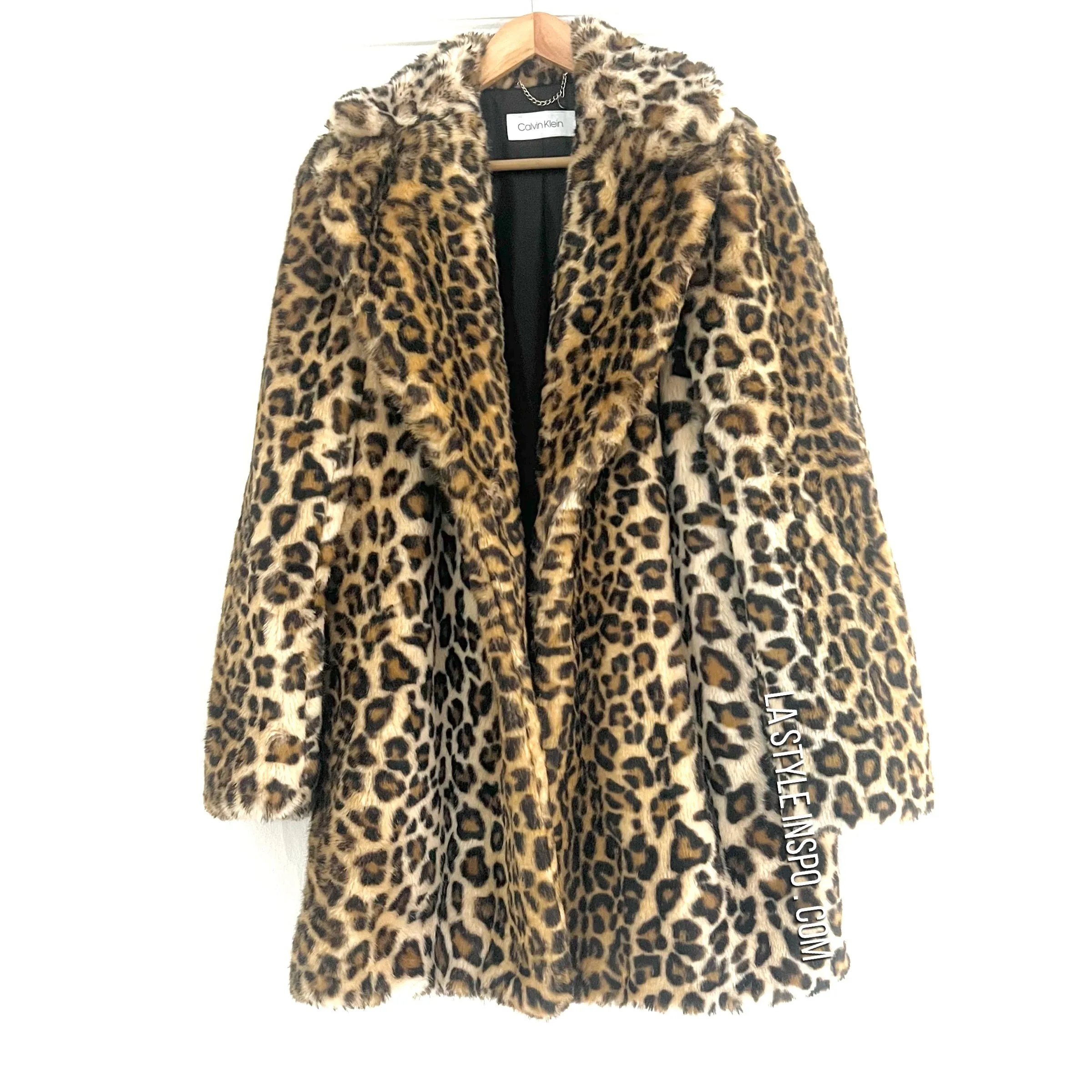 Calvin Klein Faux-Fur Cheetah Coat Size Small