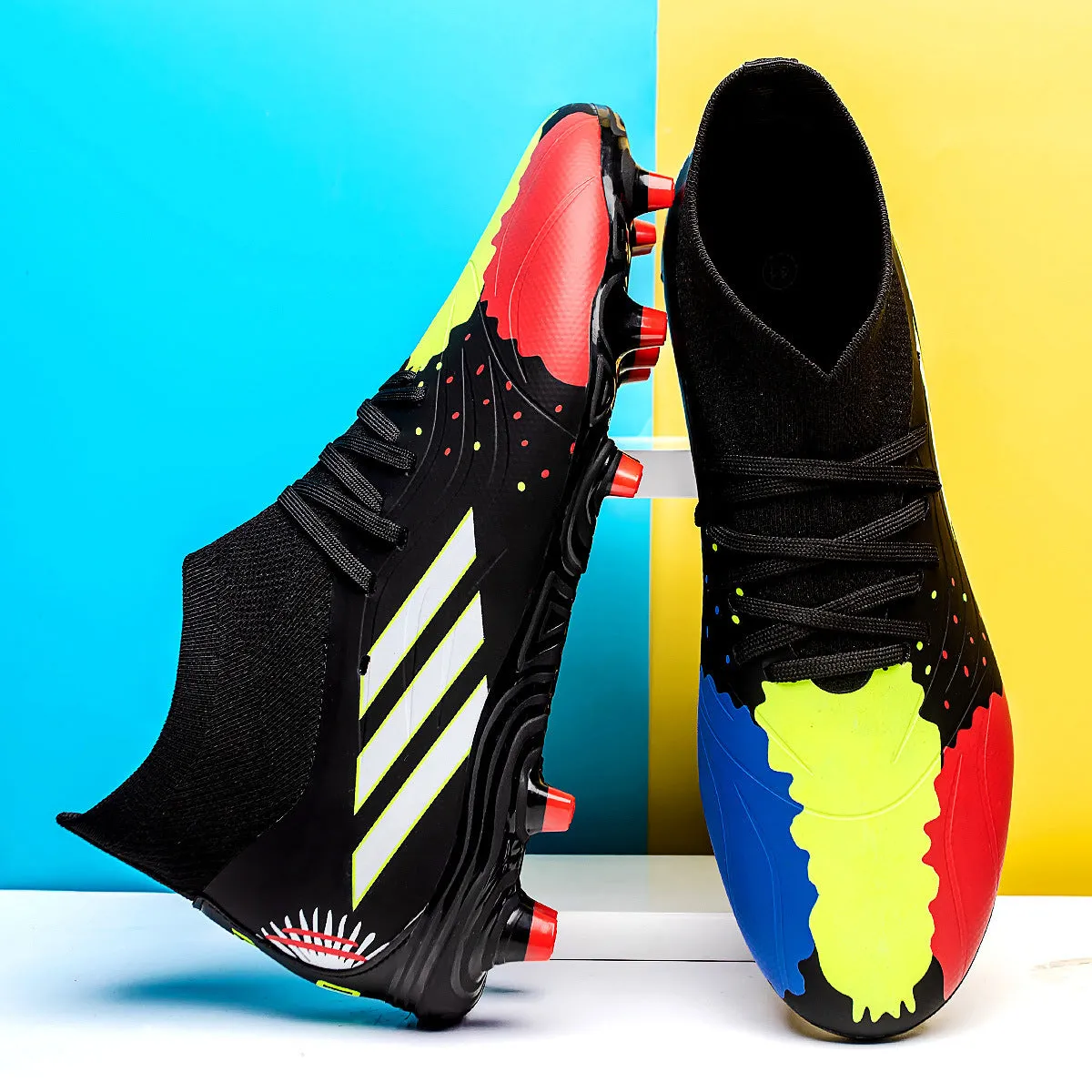 Camouflage High-Top Soccer Cleats with Seamless Design