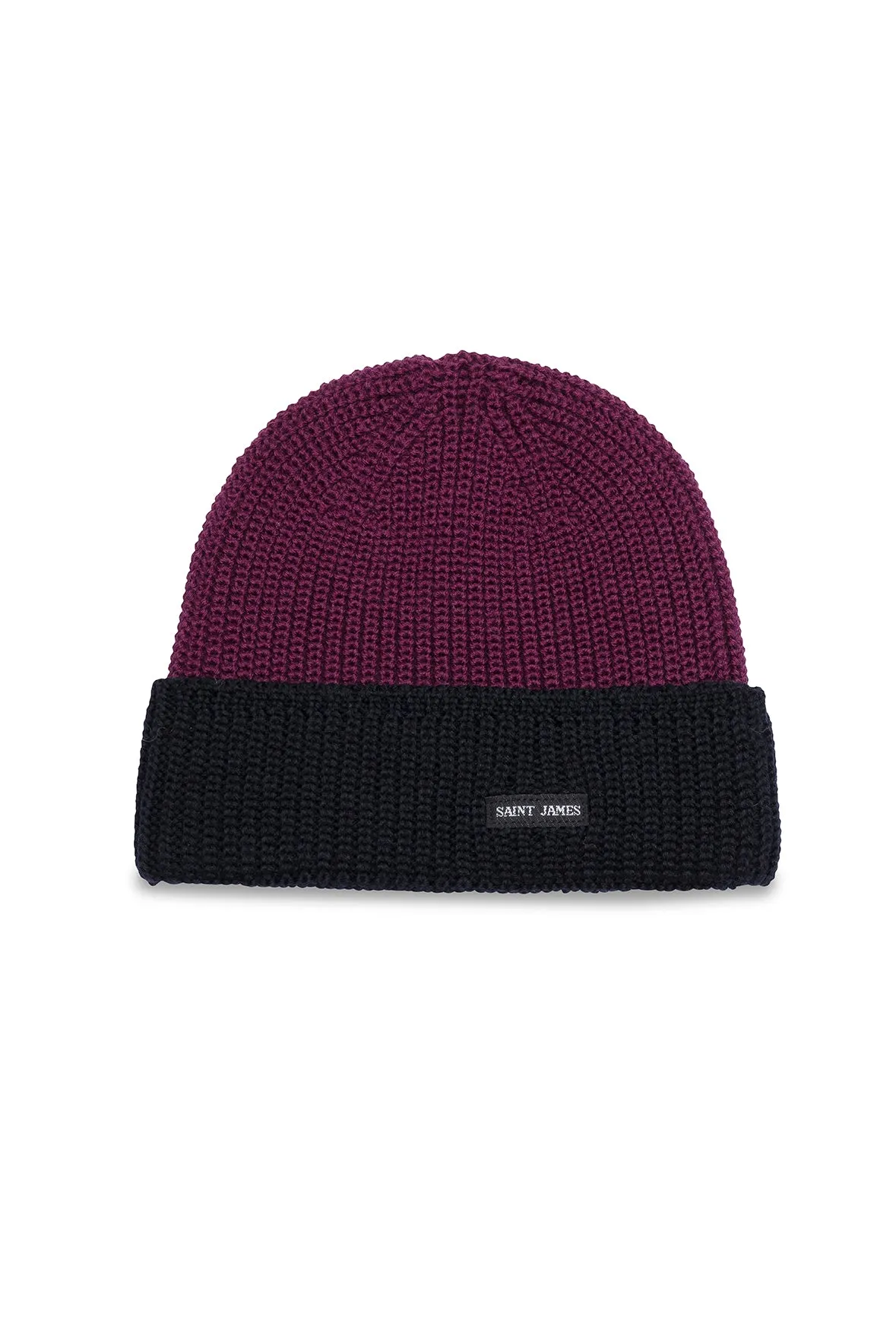 Canot Two-tone Wool Beanie - in purl knit (PRUNE/NAVY)