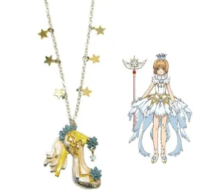 Cardcaptor Sakura Clear Card Costume Crystal Feather Dress Necklace Pendant Shoe