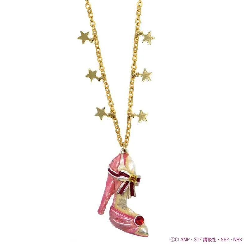 Cardcaptor Sakura Clear Card Costume Pink Ribbon Dress Necklace Pendant Shoe