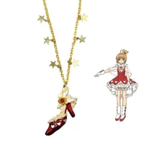 Cardcaptor Sakura Clear Card Costume Red Hearts Dress Necklace Pendant Shoe