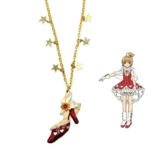 Cardcaptor Sakura Clear Card Costume Red Hearts Dress Necklace Pendant Shoe