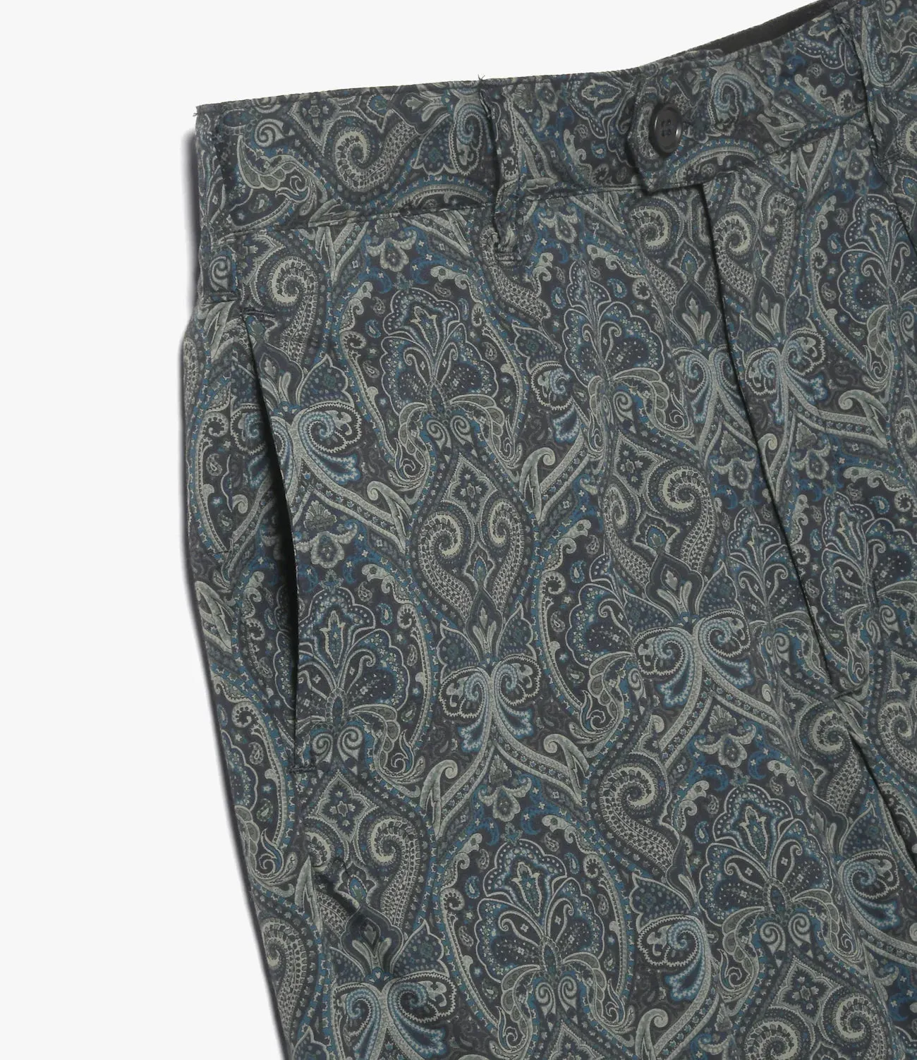 Carlyle Pant – Navy Cotton Paisley Print