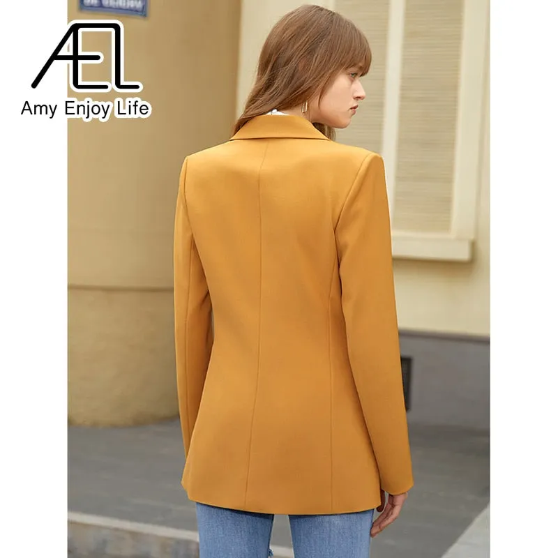 Casual Blazer Slim Suit Coat - Streetwear for Woman