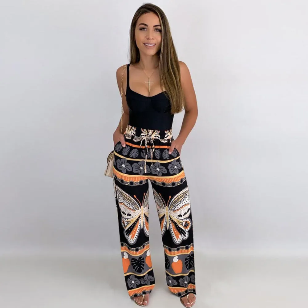 Casual pants high waist wide leg pants slim straight beach trousers