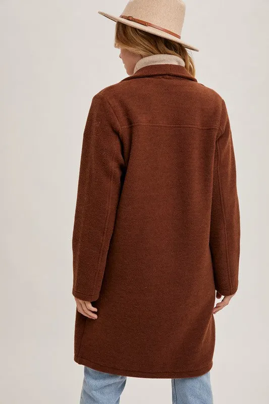 Chestnut Open Front Knit Coat Jacket