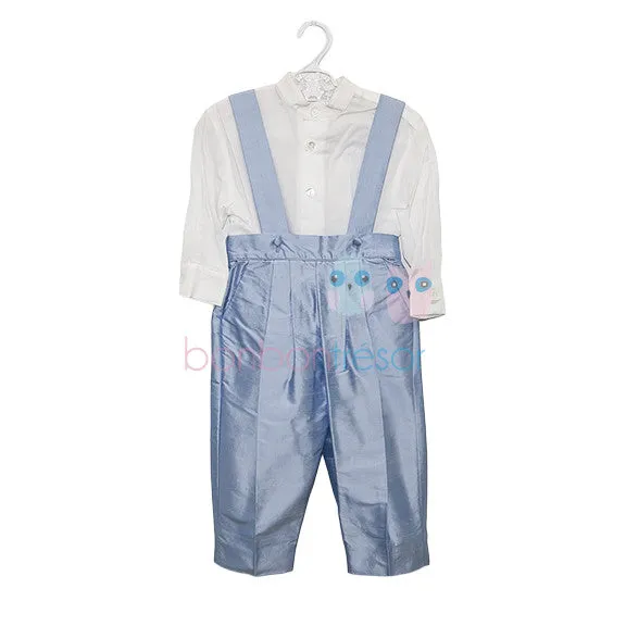 Christening Baby Boy Silk 3 Piece Blue Suit Set