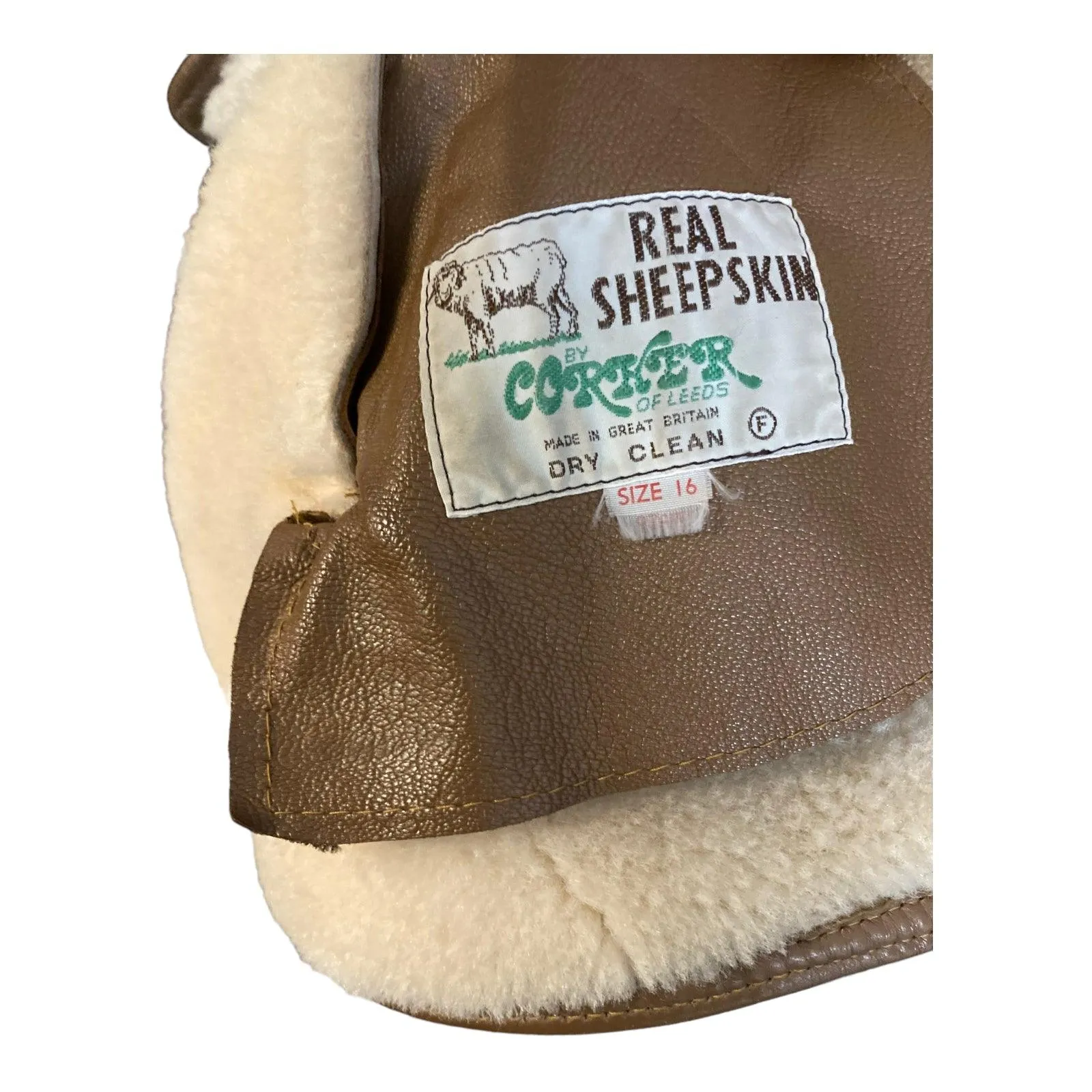 Corker Real Sheepskin Natural Long Sleeved Coat UK Size 16