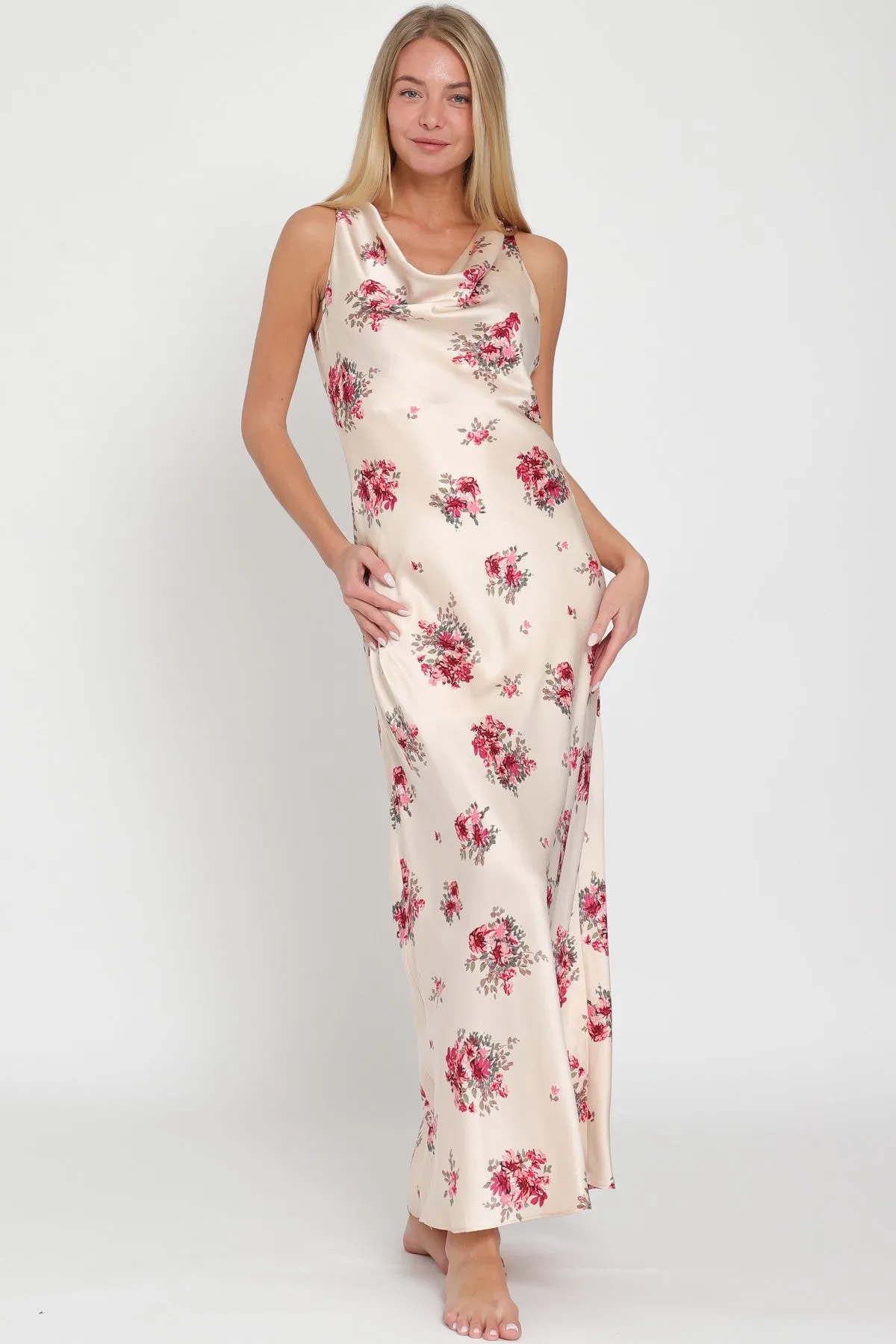 Cowl Back Maxi Slip Dress