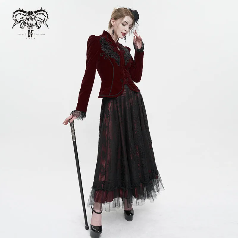 CT19302 women wine gothic short coat