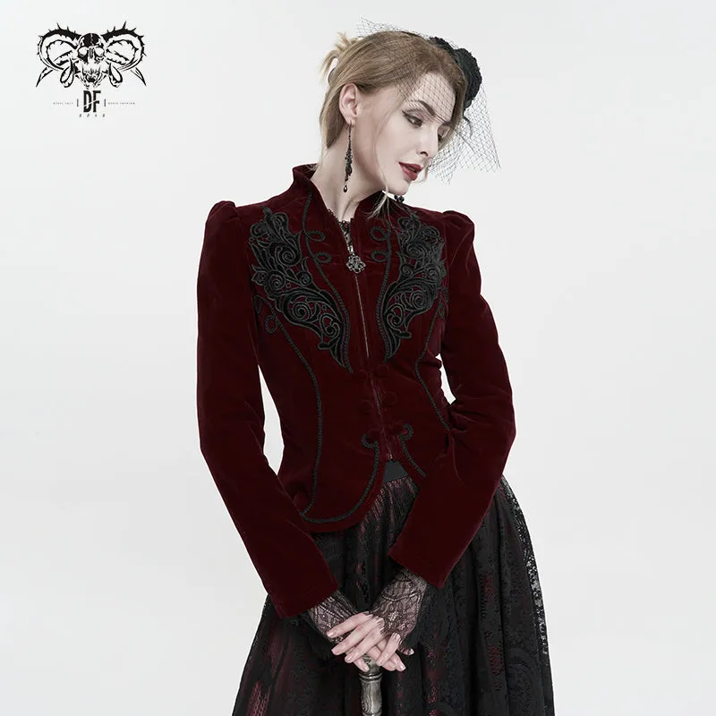 CT19302 women wine gothic short coat