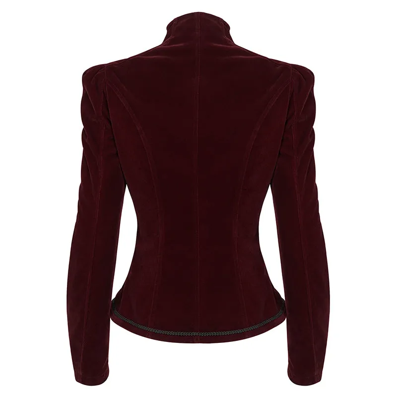 CT19302 women wine gothic short coat