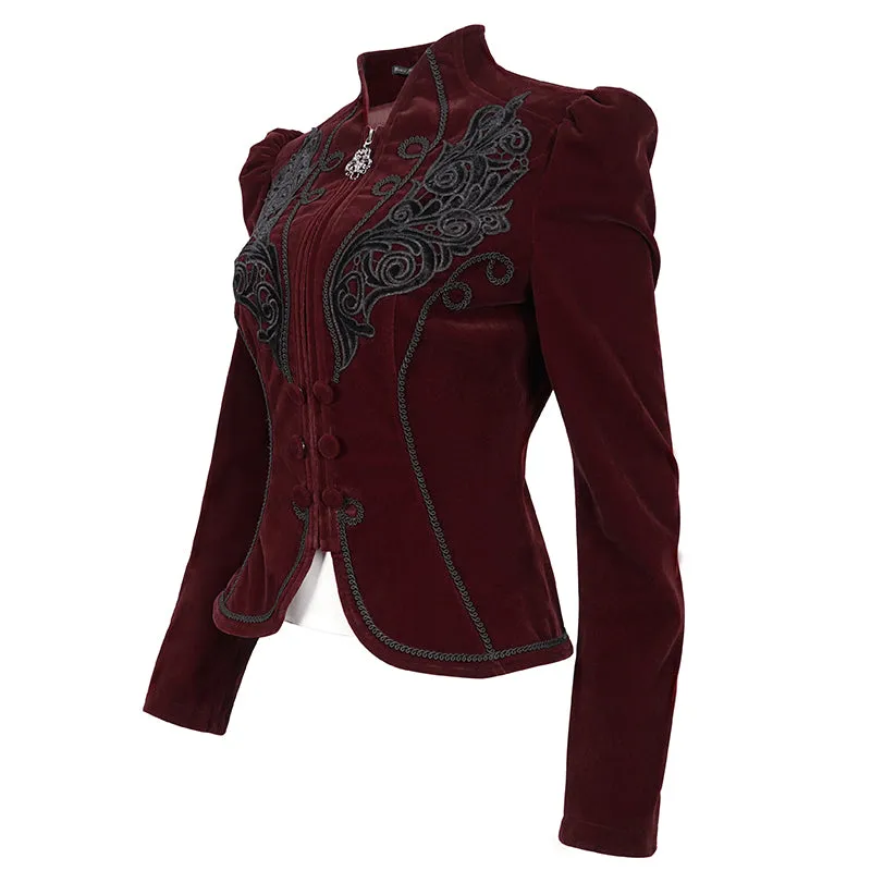 CT19302 women wine gothic short coat