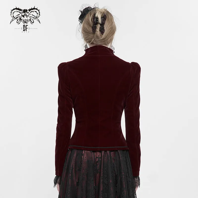 CT19302 women wine gothic short coat