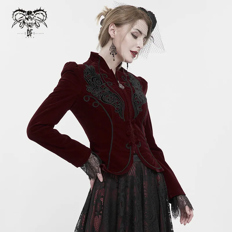 CT19302 women wine gothic short coat