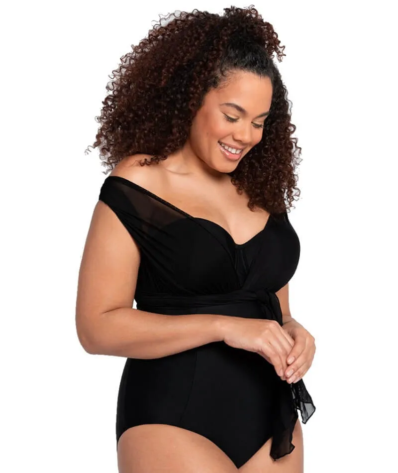 Curvy Kate Wrapsody Bandeau One Piece Swimsuit - Black