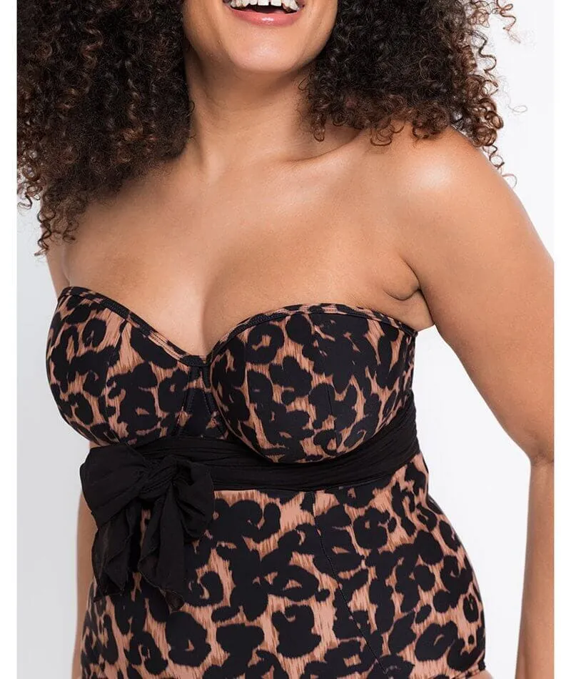 Curvy Kate Wrapsody Bandeau One Piece Swimsuit - Leopard Print