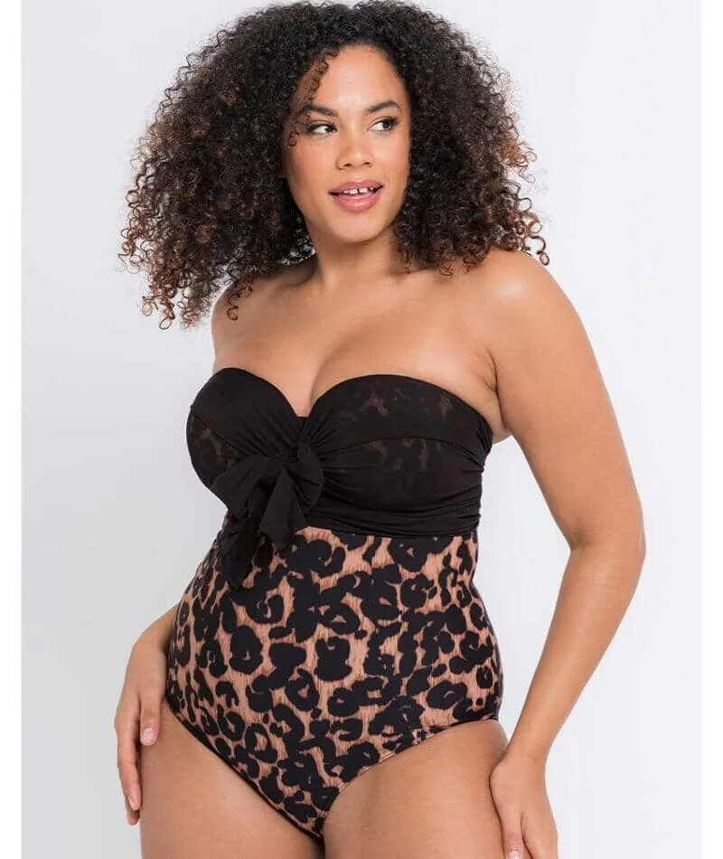 Curvy Kate Wrapsody Bandeau One Piece Swimsuit - Leopard Print