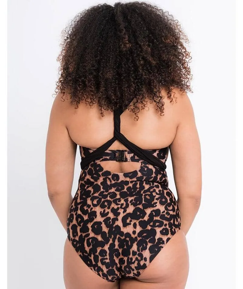 Curvy Kate Wrapsody Bandeau One Piece Swimsuit - Leopard Print