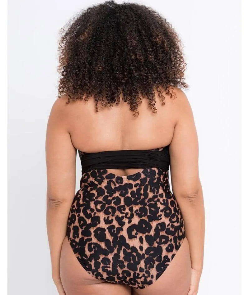 Curvy Kate Wrapsody Bandeau One Piece Swimsuit - Leopard Print